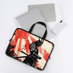 Red Rising Sun Samurai Print Laptop Sleeve With Handle