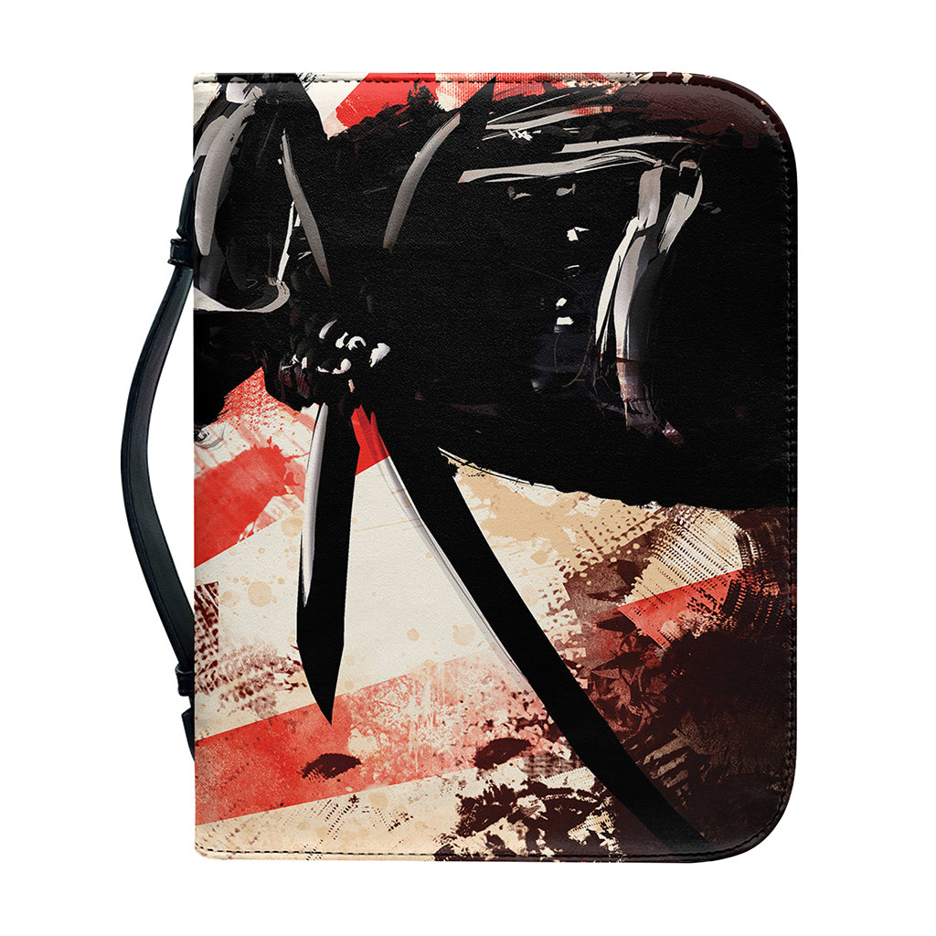 Red Rising Sun Samurai Print Leather Bible Cover