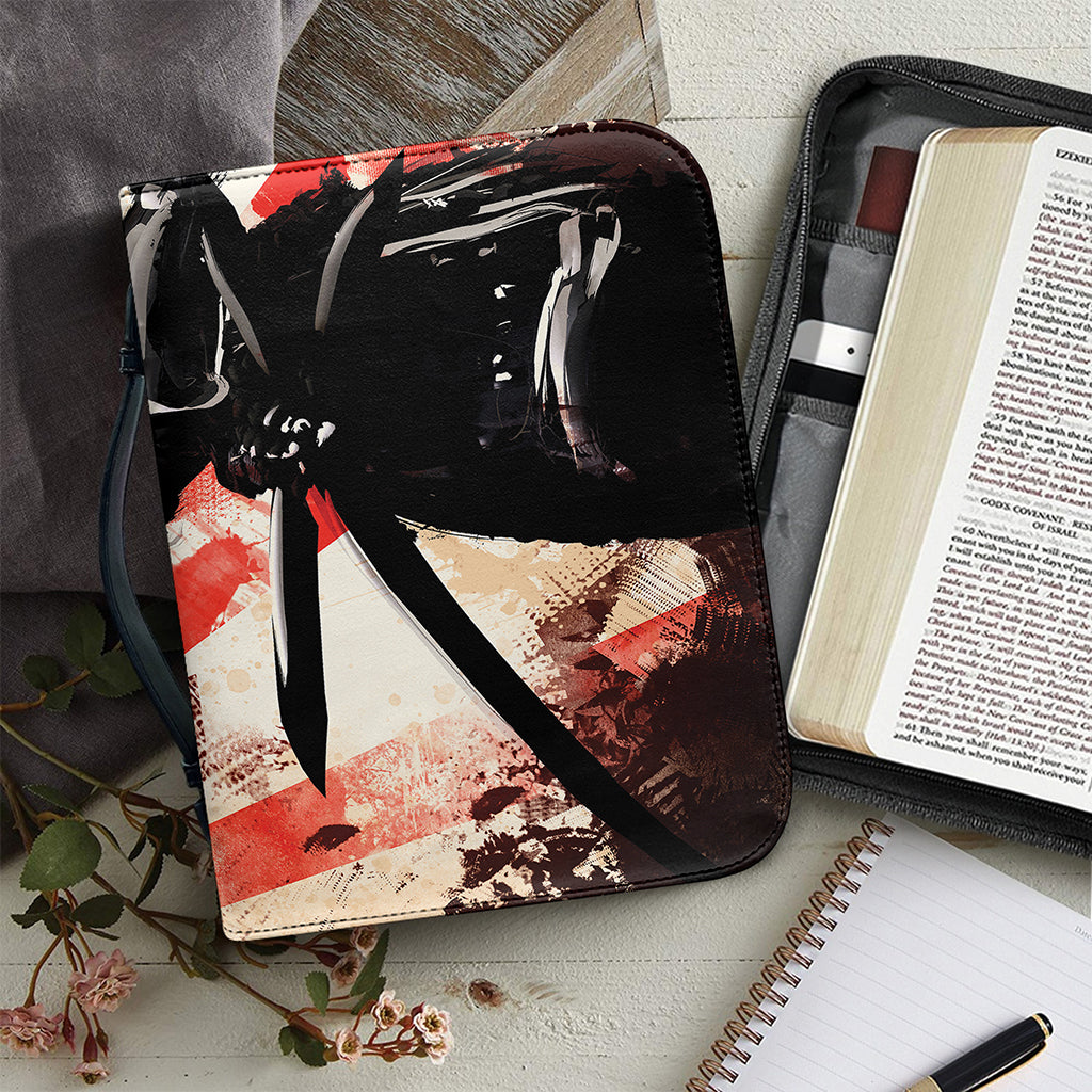 Red Rising Sun Samurai Print Leather Bible Cover