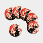 Red Rising Sun Samurai Print Leather Coaster Set