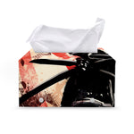 Red Rising Sun Samurai Print Leather Tissue Box Cover