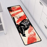 Red Rising Sun Samurai Print Long Kitchen Mat
