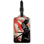 Red Rising Sun Samurai Print Luggage Tag