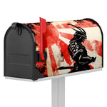 Red Rising Sun Samurai Print Mailbox Cover