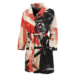 Red Rising Sun Samurai Print Men's Bathrobe