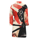 Red Rising Sun Samurai Print Men's Bathrobe