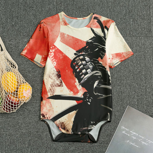 Red Rising Sun Samurai Print Men's Bodysuit