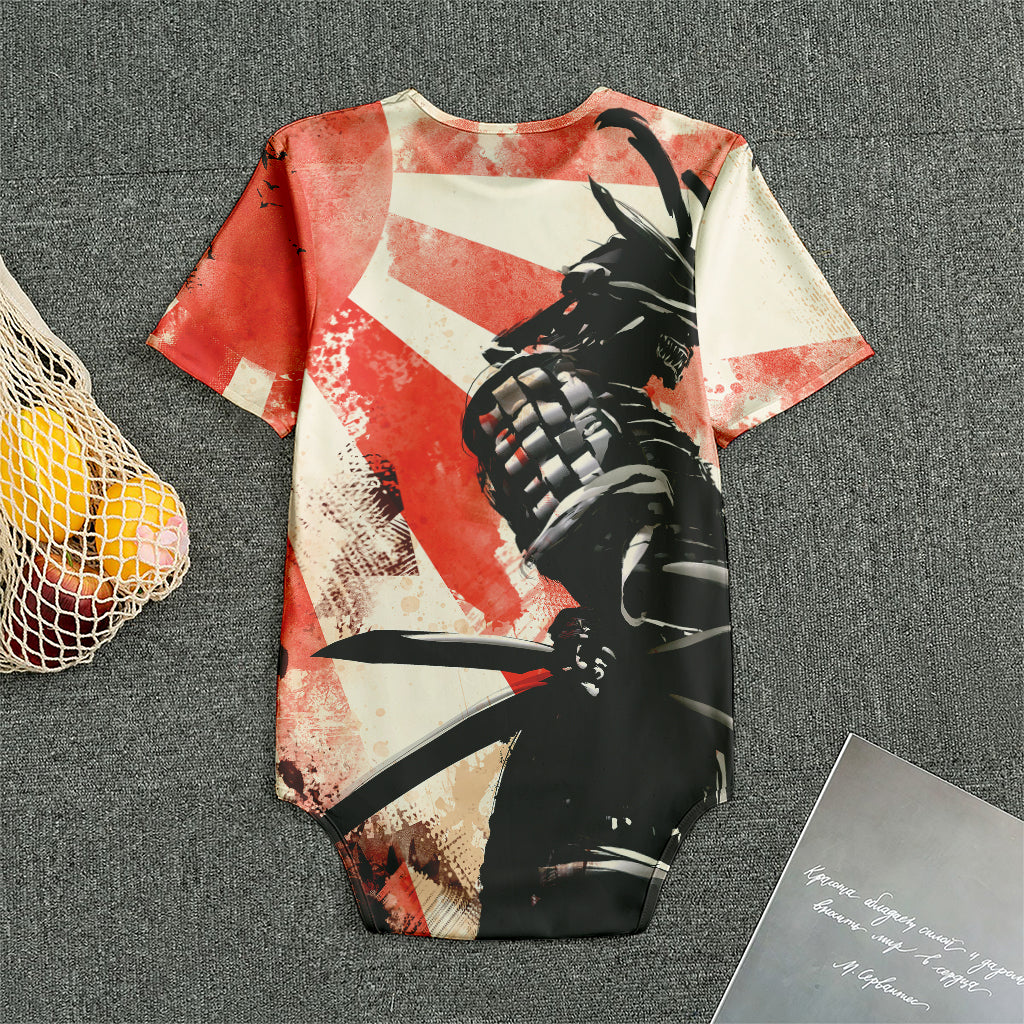 Red Rising Sun Samurai Print Men's Bodysuit