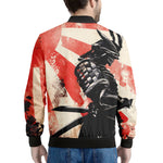 Red Rising Sun Samurai Print Men's Bomber Jacket