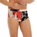 Red Rising Sun Samurai Print Men's Briefs