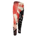 Red Rising Sun Samurai Print Men's Compression Pants