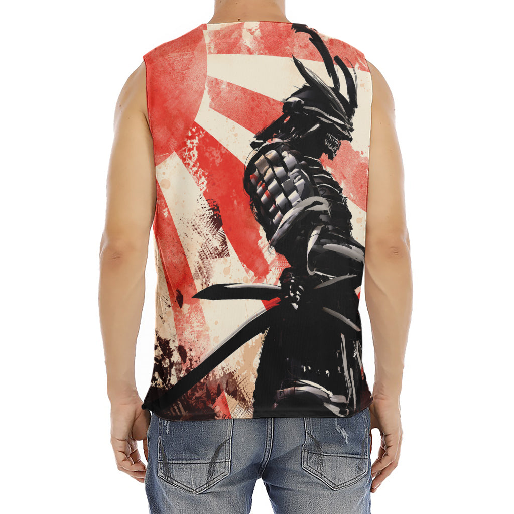 Red Rising Sun Samurai Print Men's Fitness Tank Top