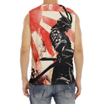 Red Rising Sun Samurai Print Men's Fitness Tank Top