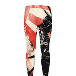 Red Rising Sun Samurai Print Men's leggings