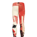 Red Rising Sun Samurai Print Men's leggings