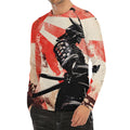 Red Rising Sun Samurai Print Men's Long Sleeve Rash Guard