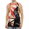 Red Rising Sun Samurai Print Men's Muscle Tank Top