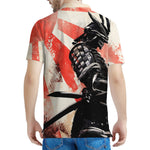 Red Rising Sun Samurai Print Men's Polo Shirt