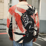 Red Rising Sun Samurai Print Men's Shirt Jacket