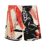 Red Rising Sun Samurai Print Men's Sports Shorts