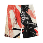 Red Rising Sun Samurai Print Men's Sports Shorts
