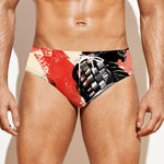 Red Rising Sun Samurai Print Men's Swim Briefs