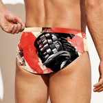 Red Rising Sun Samurai Print Men's Swim Briefs