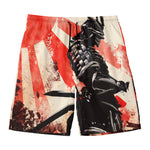 Red Rising Sun Samurai Print Men's Swim Trunks