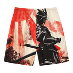 Red Rising Sun Samurai Print Men's Swim Trunks