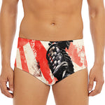 Red Rising Sun Samurai Print Men's Triangle Swim Briefs