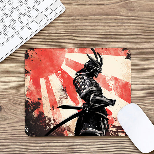 Red Rising Sun Samurai Print Mouse Pad