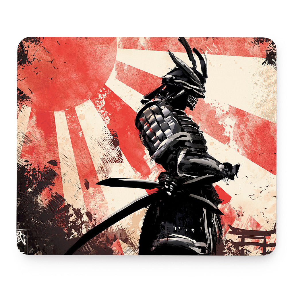 Red Rising Sun Samurai Print Mouse Pad