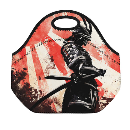 Red Rising Sun Samurai Print Neoprene Lunch Bag