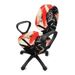Red Rising Sun Samurai Print Office Chair Cover