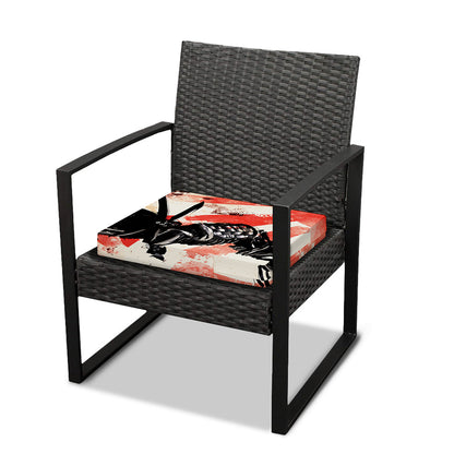 Red Rising Sun Samurai Print Outdoor Seat Cushion Cover