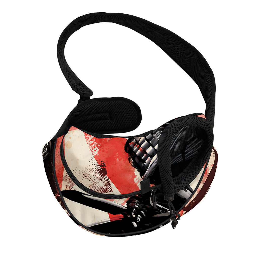 Red Rising Sun Samurai Print Pet Sling Carrier