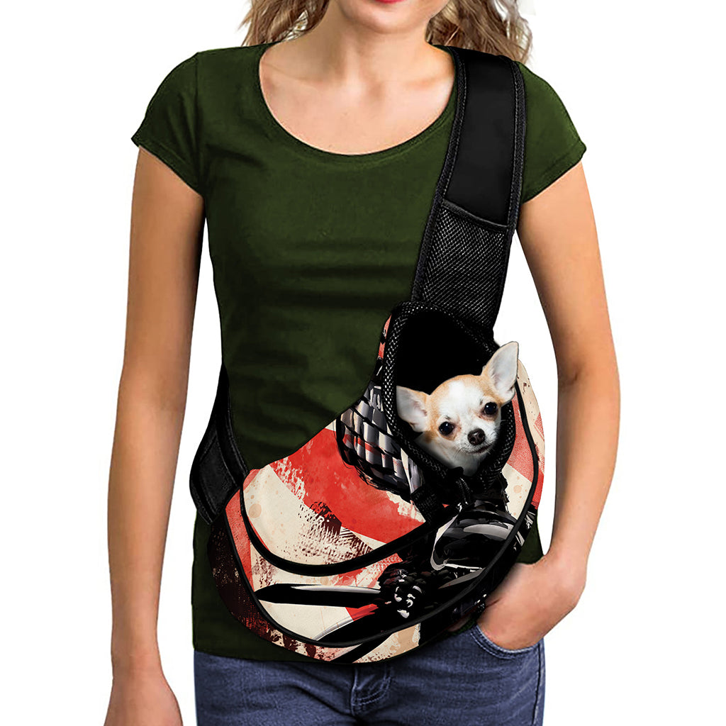 Red Rising Sun Samurai Print Pet Sling Carrier