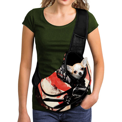 Red Rising Sun Samurai Print Pet Sling Carrier