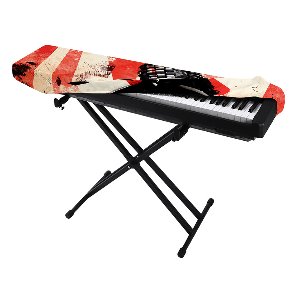 Red Rising Sun Samurai Print Piano Keyboard Cover