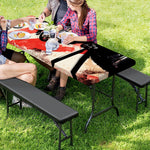 Red Rising Sun Samurai Print Picnic Table Cover