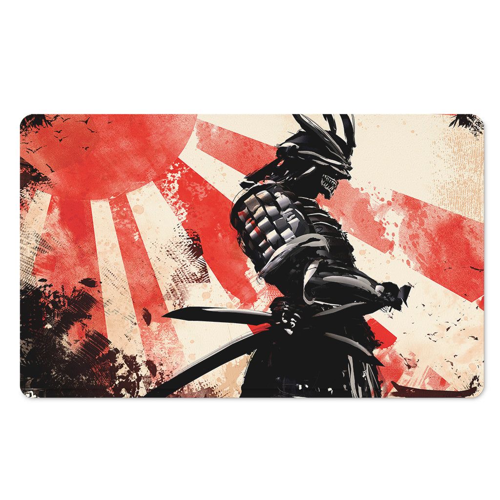 Red Rising Sun Samurai Print Polyester Doormat