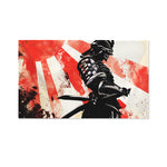 Red Rising Sun Samurai Print Polyester Flag