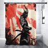 Red Rising Sun Samurai Print Premium Shower Curtain