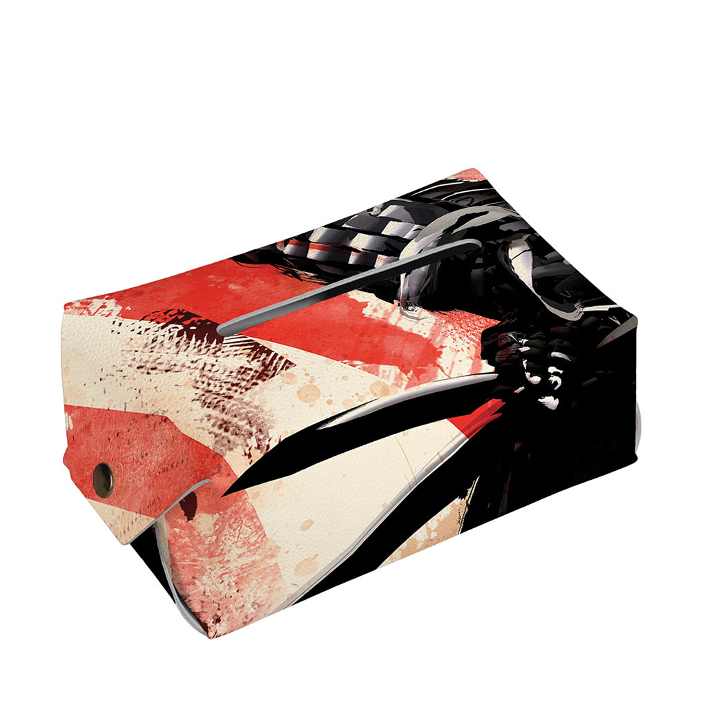 Red Rising Sun Samurai Print Rectangle Tissue Box Cover
