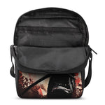 Red Rising Sun Samurai Print Rectangular Crossbody Bag