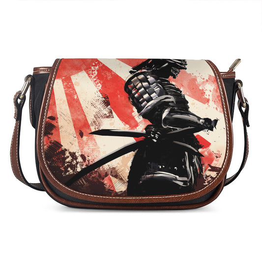 Red Rising Sun Samurai Print Saddle Bag