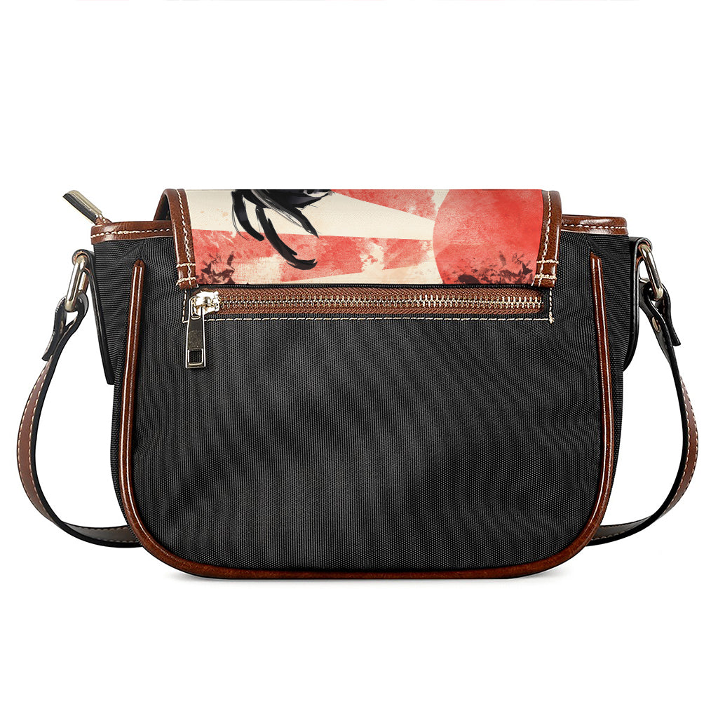 Red Rising Sun Samurai Print Saddle Bag