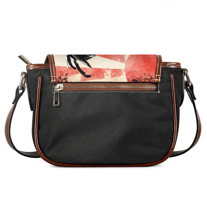 Red Rising Sun Samurai Print Saddle Bag