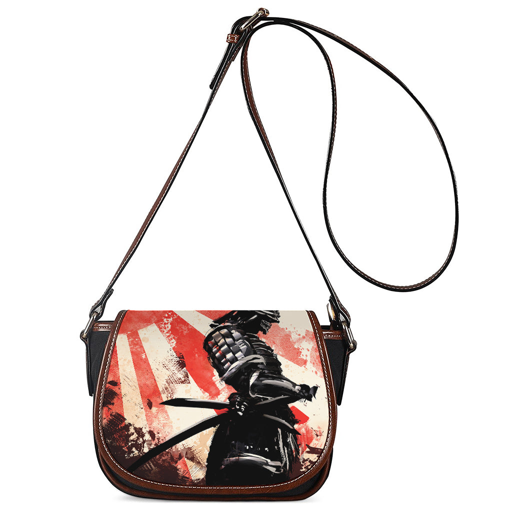 Red Rising Sun Samurai Print Saddle Bag