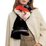 Red Rising Sun Samurai Print Scarf